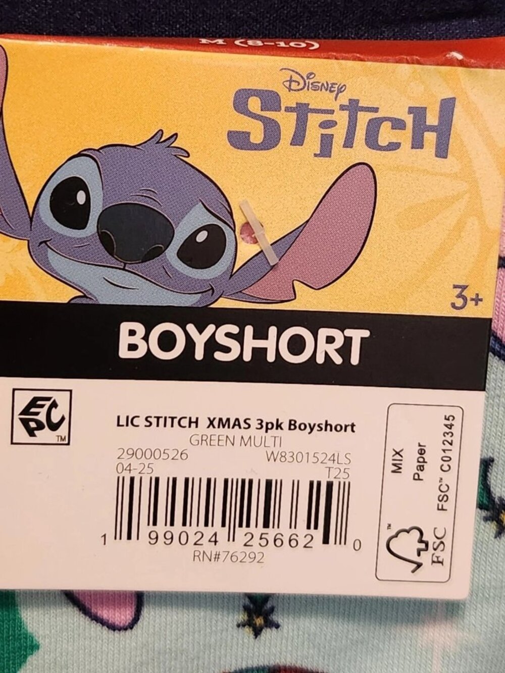 Disney Stitch Women's Christmas Boyshort Panties, 3-Pack, Size L(12-14) - Picture 3 of 4